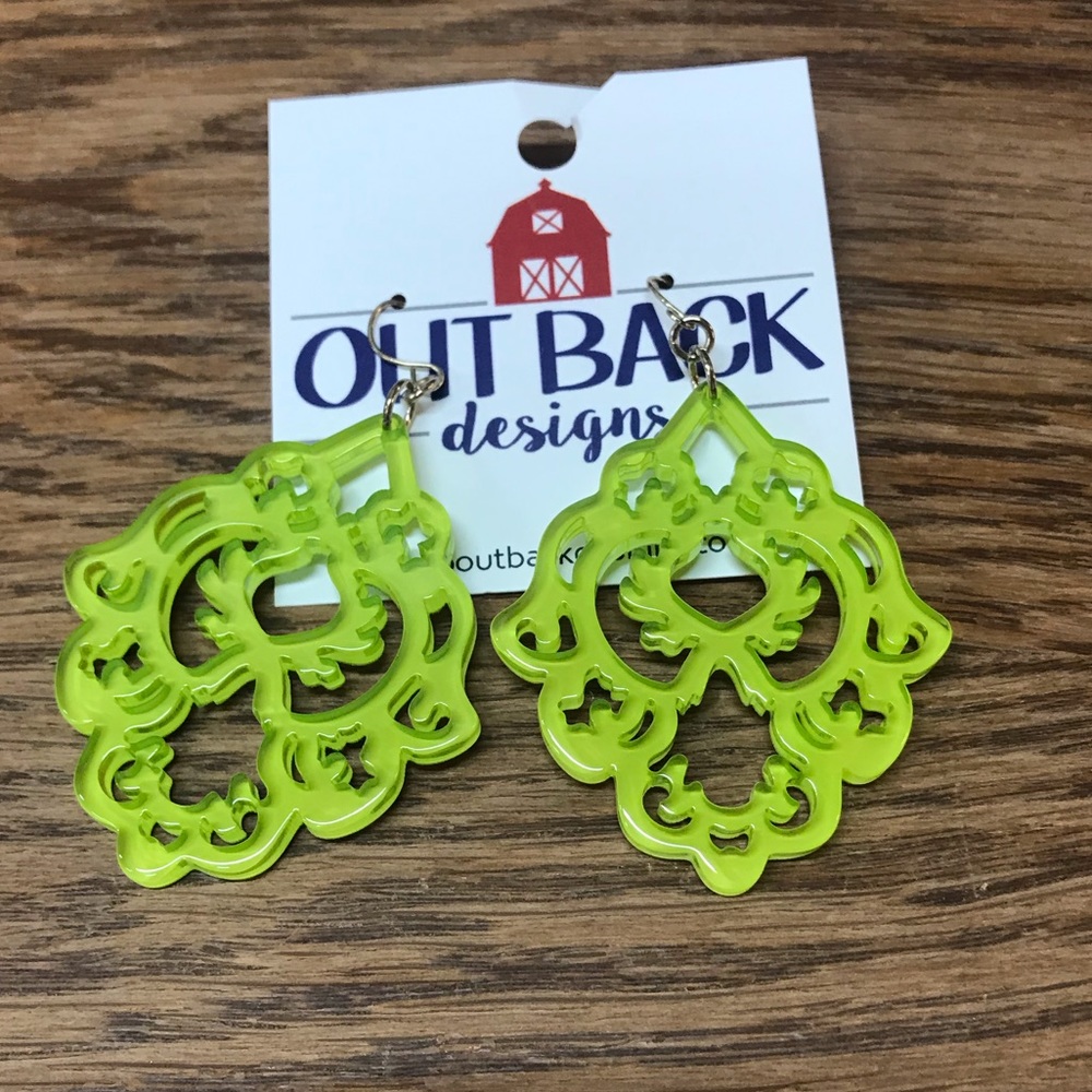 Acrylic Yellow Earrings with Fishhooks & Backs